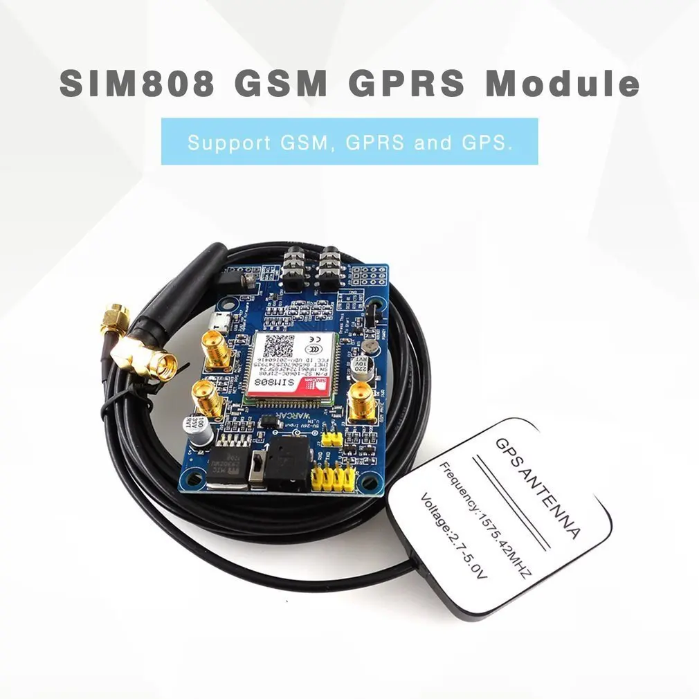 SIM808 модуль GSM GPRS gps макетная плата IPX SMA с gps антенной для Raspberry Pi STM32 51MCU Поддержка голоса