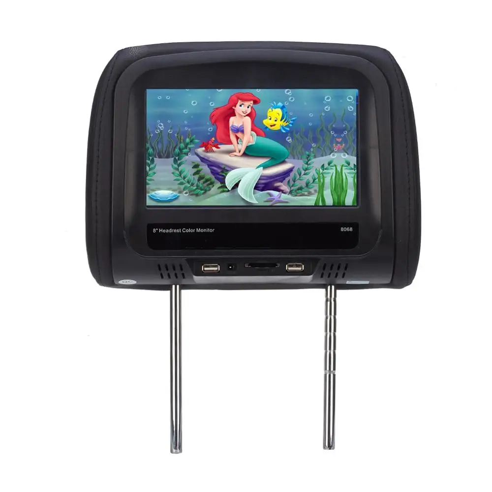 8 Inches Car Headrest Monitor LCD Screen Touchscreen MP4/MP5 Video Player Leather Pillow Monitor with Bluetooth IR FM