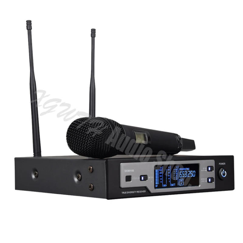 صحيح التنوع SKM9100 نظام ميكروفون لاسلكي مهني اللاسلكي الفيديو المحمولة كاريوكي KTV مؤتمر الصوت استوديو Mic