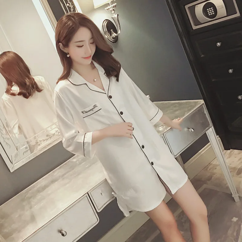 

ZOOLIM Women Nightgowns Fashion Satin Sleepwear Nightshirts Silk Casual Night Dress Summer Autumn Night Shirts Sleepshirts