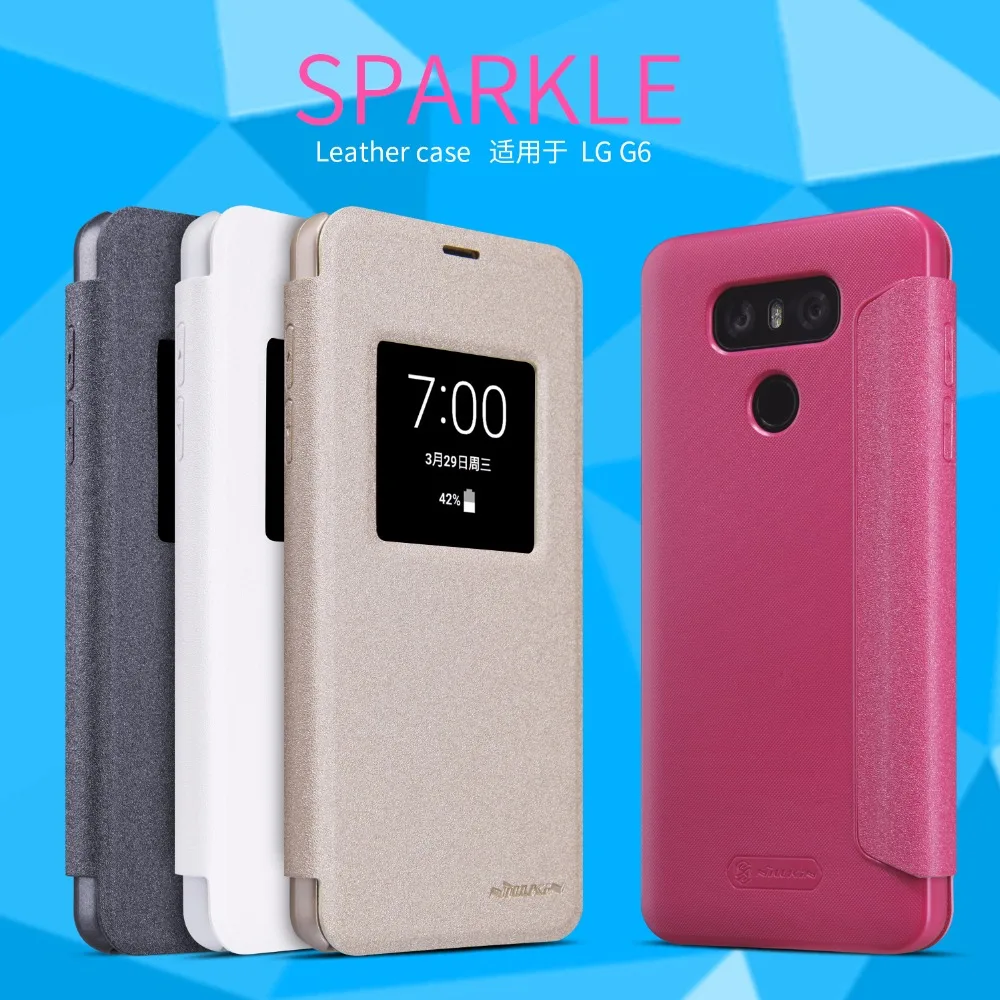 NILLKIN sparkle PU leather flip cover smart wake up window for LG G6