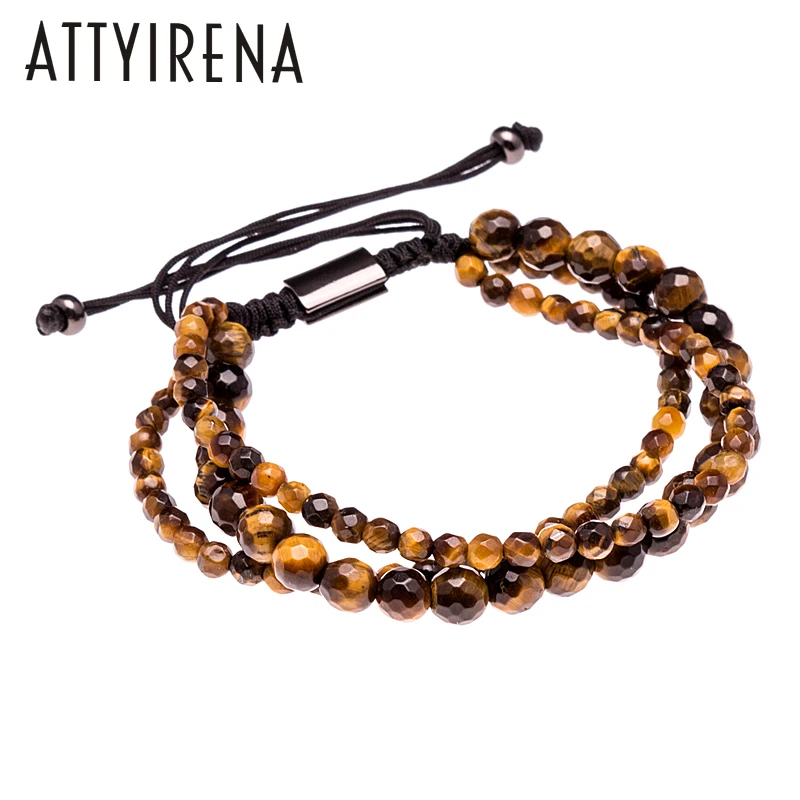 Handmade Bracelets &amp Bangles 6MM&amp4MM Beaded Charm Macrame Bracelet Natural Tigereye Stone Multilayer For Women Men | Украшения и