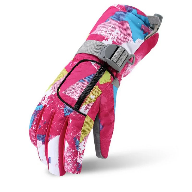 

Winter Warm Snowboard Ski Gloves Women Men Windproof Doodle Printed Waterproof Thicken Skiing Gloves