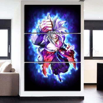 

3 Piece Dragon Ball Anime Poster Ultra Instinct Goku Ssj4 Pictures Canvas Paintings Animation Wall Art for Home Decor
