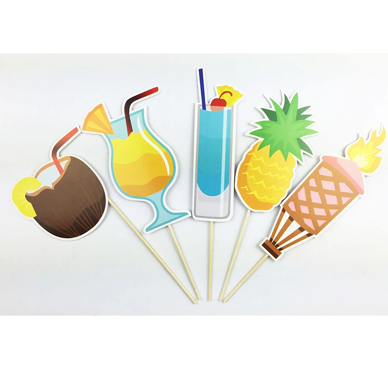 21pcs Photo Booth Props Holiday Hawaiian Beach DIY Glasses Skirt Mustache Lips On A Stick Props Wedding Birthday Party Supplies (5)