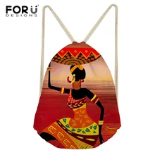 FORUDESIGNS/сумки на шнурке для женщин, Африканский племенной танец, напечатанная сумка через плечо, женские пляжные струнные сумки для девочек, мини-сумка для книг