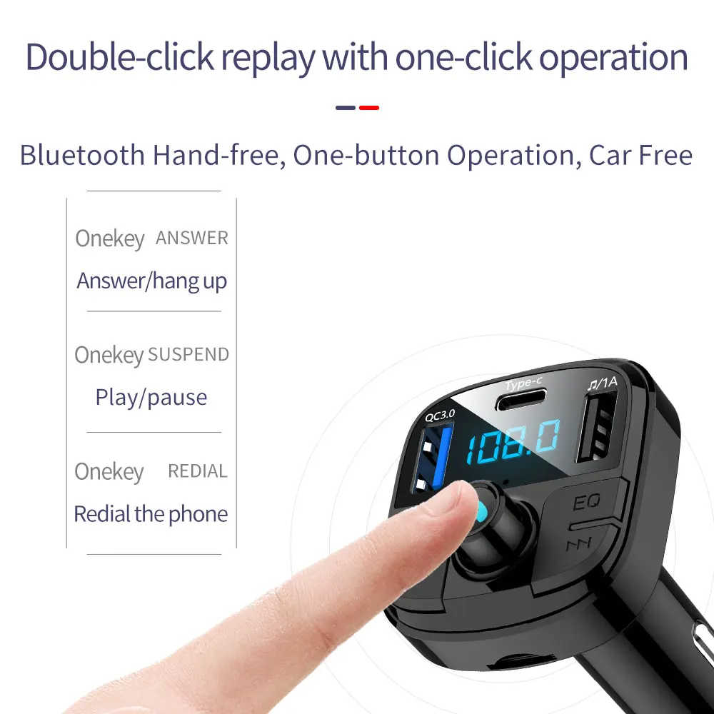 Двойной зарядное устройство USB QC 3 0 Быстрая зарядка fm карта MP3 плеер Bluetooth Hands free