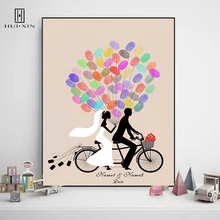 Для помолвки Вечерние и свадебное украшение невесты и жениха на велосипеде Бесплатно пользовательское имя и дата отпечаток пальцев Подпись Гостевая книга