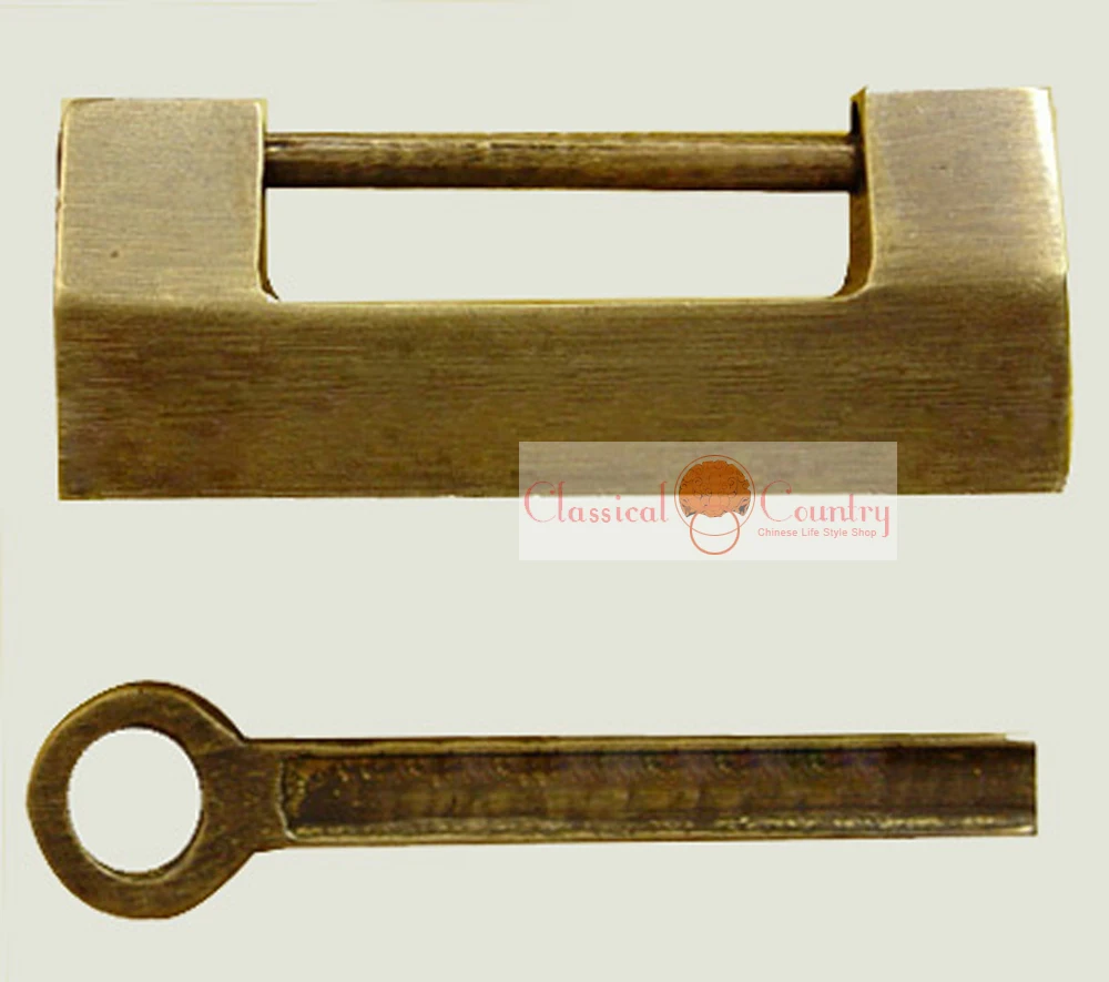 5cm 2 Antique Brass Lock Key Chinese Furniture Copper