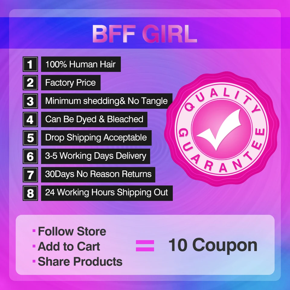 Brazilian Straight Hair Bundles BFF GIRL 100% Human Hair 3/4 PC Bundles Natural Color Weaving Bundles Remy Hair Extensions