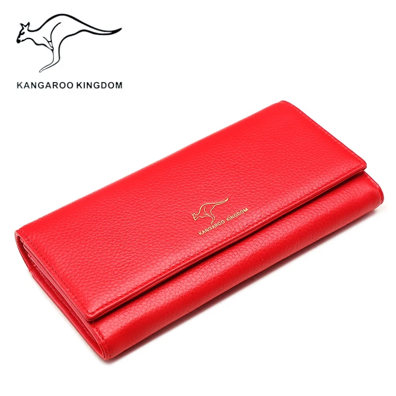 

KANGAROO KINGDOM fashion luxury genuine leather women wallets long lady clutch purse brand womens credit card holder wallet