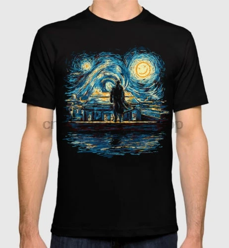 

Sherlock Starry Night T Shirt Van Gogh Combo Men& Women& Art New Cotton Tee