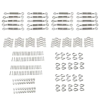 

20PCS Heavy Duty Stainless Steel Cable Railing Kits Wood Posts DIY Balustrade Kit Jaw Swage Fork Turnbuckles