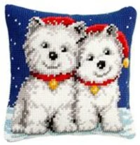  1Dog Collection 01 DIY Needlework Kit  Acrylic Yarn Embroidery Pillow Tapestry Canvas Cushion Front Cross Stitch Pillowcase- 