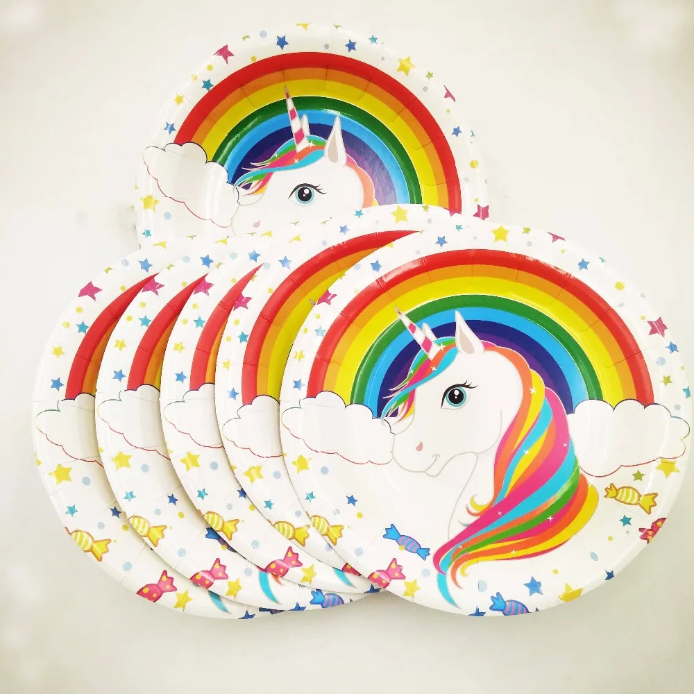 

6pc/set 7inch Unicorn theme birthday party supplies Plates For Kids Favors party Disposable platesUnicorn dishesBaby Shower