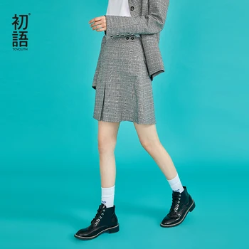 

Toyouth New A-Line Preppy Style Plaid Skirts Women Autumn Zipper England Style Vintage Skirts Casual Falda Mujer Faldas Cortas