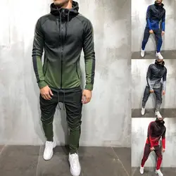 ZOGAA 2019 осень Для мужчин модные 3D комплект с принтом Толстовка Бручные костюмы градиент повседневная куртка брюки спортивный костюм уличная