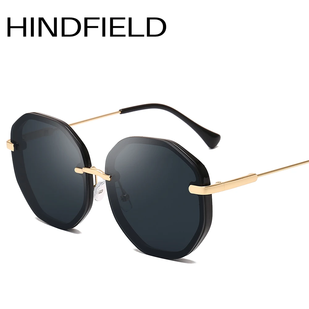 

Hindfield Oversized Sunglasses Women Brand Designer Gradient Lens Anti-UV Sunglasses Ladies Oval Glasses UV400 O371