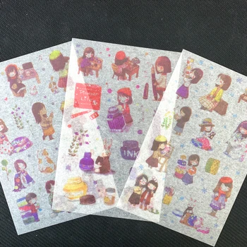 

6 Sheets /Pack School Girl Decorative Stickers DIY Craft Scrapbooking Sticker Album Notebook Decor Stick Label
