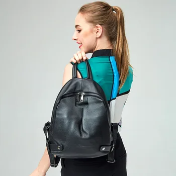 

Hot Sales Black Genuine Leather Female Casual Backpack Brand Designer Women Backpack Girls School Bags Shopping Bags