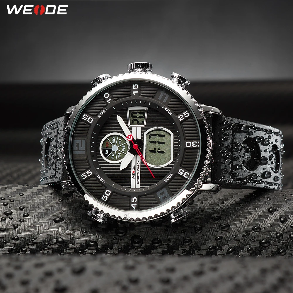 

WEIDE Mens Sports Design Chronograph Auto Date Calendar Stopwatch Display Quartz Movement Fashion Casual Waterproof Wristwatch