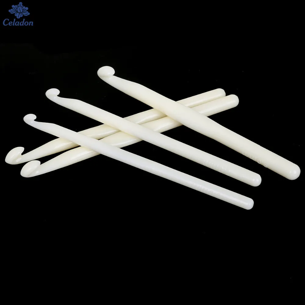 Крючки для вязания белые пластиковые крючки длина 14 см 3 Φ 10 мм|knitting needles|plastic