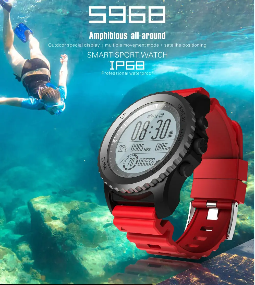 Профессиональные gps уличные спортивные смарт-часы S968 спортивные наручные часы IP68 водонепроницаемый плавание Snoeling фитнес-трекер для измерения сердечного ритма