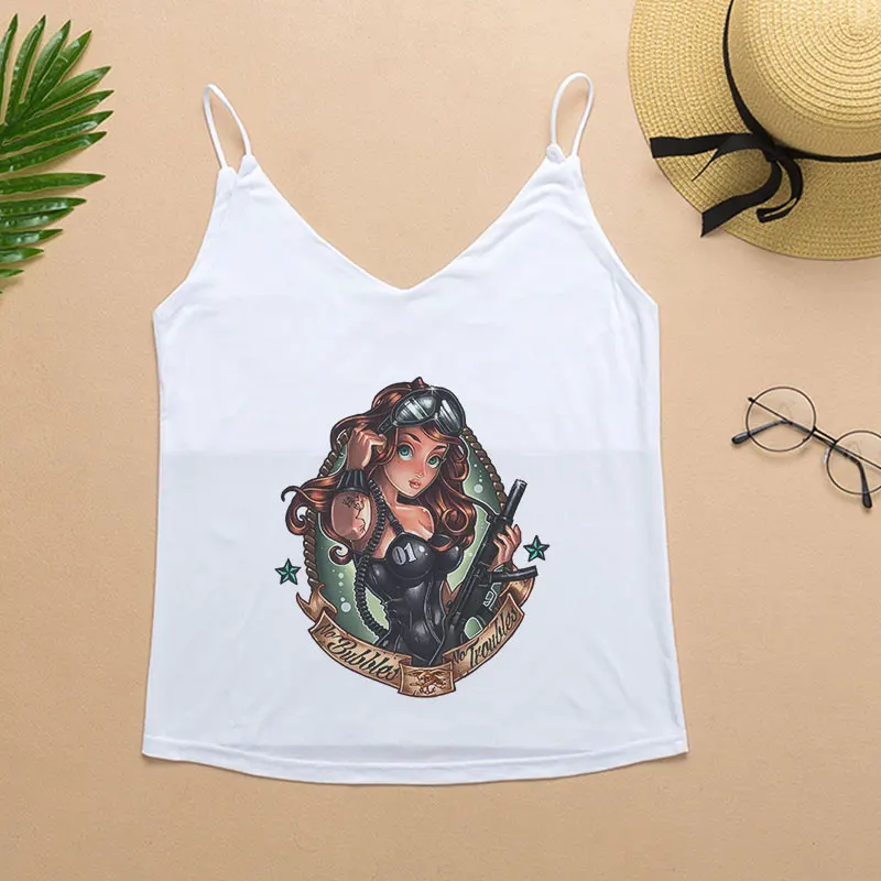 

Princess Print Sleeveless Shirt 90s Cute Tumblr Sexy Lady T-shirt Ulzzang Vintage Summer 2019 Top Harajuku Women Camis Fashion
