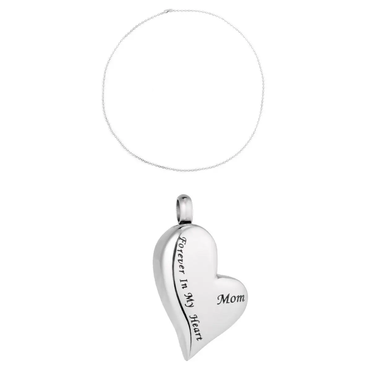 Mom Forever In My Heart Cremation Urn Pendant Jewelry Ball Bead Chain Necklace Mother\`s Day Gift