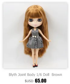 Factory Blyth Doll Nude Doll Yellow Long Wavy Hair With Bangs Make-Up Face 4 Colors For Eyes Suitable For DIY