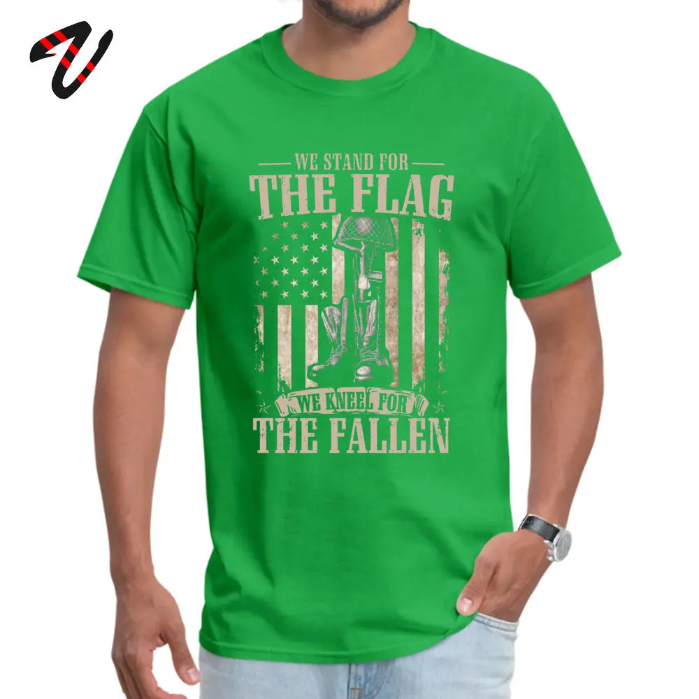 Newest Men's Tshirts O Neck Short Sleeve Cotton Fabric Crazy Tops Tees Summer Tops Shirts Wholesale We Stand For The Flag And We Kneel For The Fallen  -15303 green