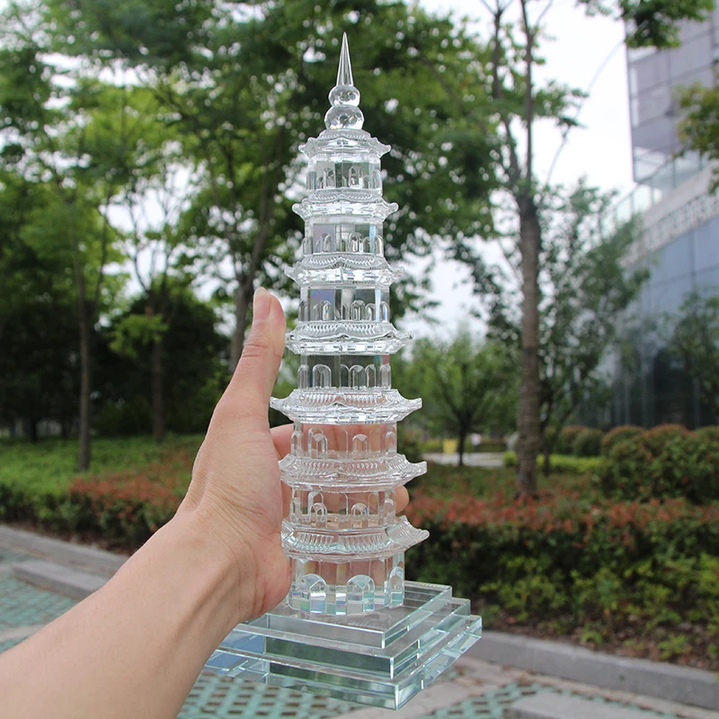 White Crystal Tower Carving Buddhism Temple 9 Floor Tower stupa Pagoda