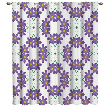

Purple Flower Window Treatments Curtains Valance Room Curtains Large Window Decor Bedroom Floral Decor Window Curtain Panels