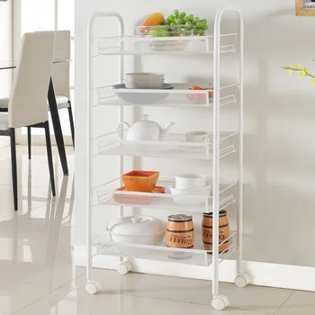 

5 Tier Kitchen trolley rack floor multi-level bedroom bathroom removable wheel storage shelf beauty trolley XI223248