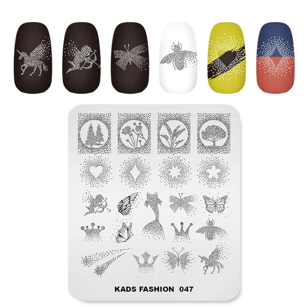 

New Fashion Nail Art Stencil Gradient Round Point Nail Stamping Plates Professional Manicure Stamping for Stamping Polish Print