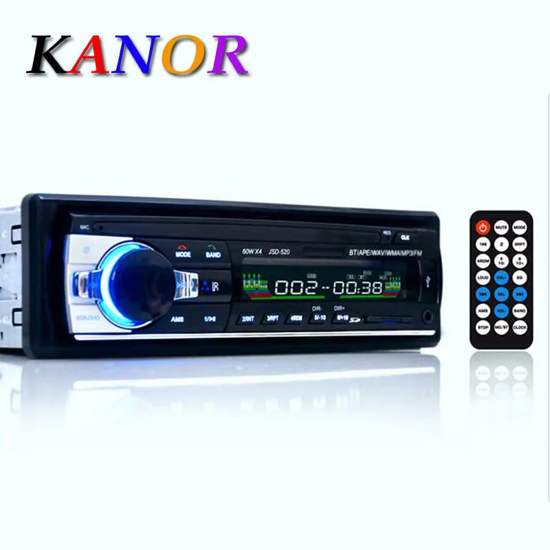 KANOR автомобильный радиоприемник с Bluetooth автомобильный стерео радио FM Aux вход приемник SD USB JSD-520 12 В в-тире 1 din автомобильный MP3 мультимедийный плеер - Цвет: Черный