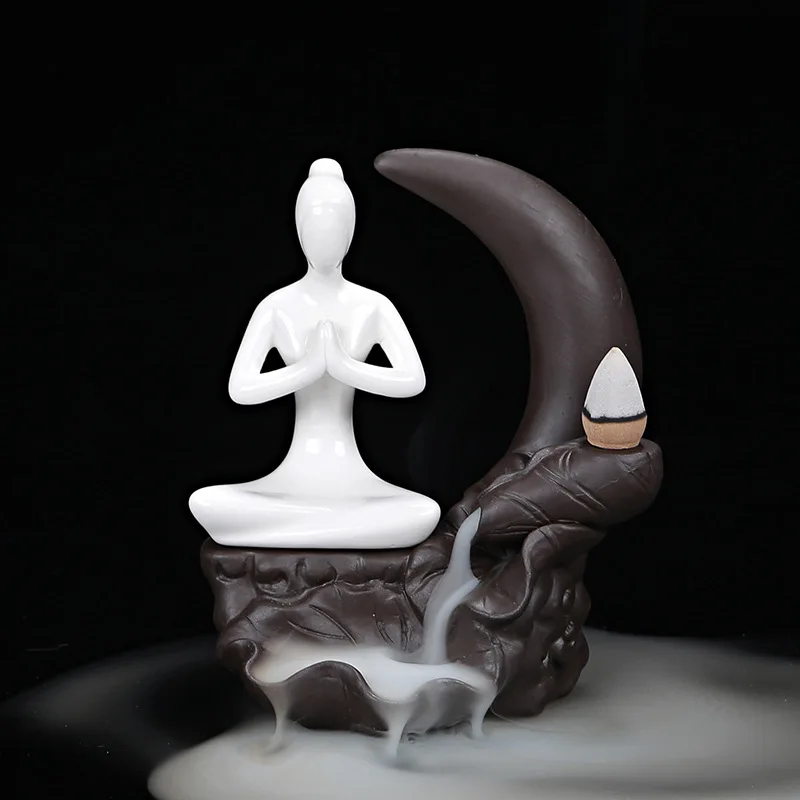 

Backflow Incense Burner Creative Purple Sand Yoga Incense Smoke Oven Ceramic Incense Road Home Office Decoration