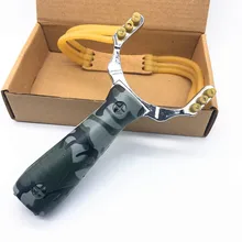10pcs Sling Shot Aluminium Alloy Slingshot Camouflage Bow Catapult Outdoor Hunting Slingshot Hunt Tool Rubber Band for Slingshot