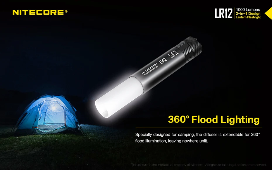 NITECORE LR12 ультра яркий мини-фонарик два в одном кемпинг прожектор многоцелевой фонарик