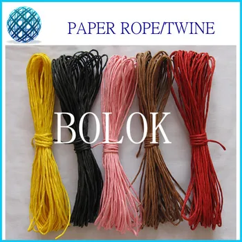 

paper cord(10yards/bundle) 10pcs/lot, color twisted paper rope raffia ribbon cord 10 color wholesales