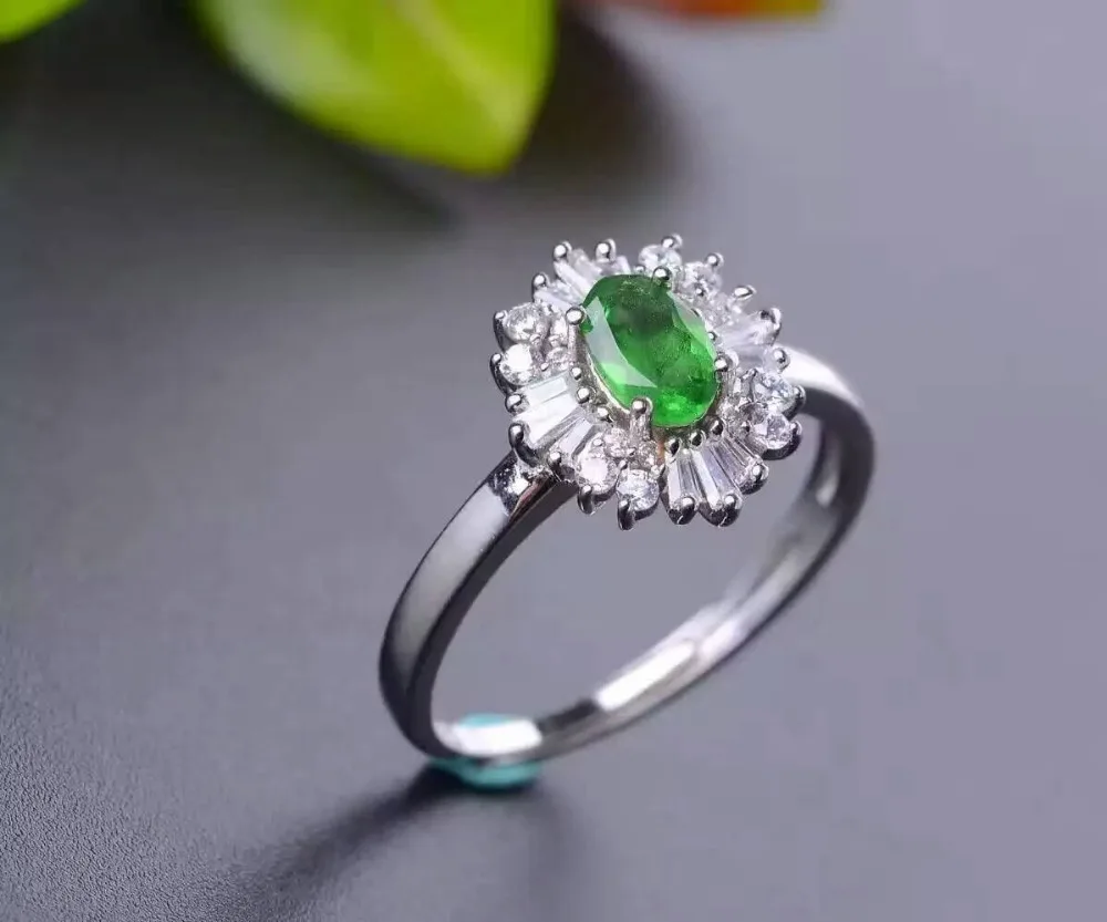 Natural Tsavorite Ring Natural green garnet ring 925 sterling silver ...