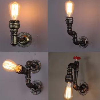 

Wall Light Steam Punk Loft Industrial Rust Water Iron Pipe Wall Lamps Vintage E27 Retro LED Sconce For Bedroom Living Room Bar