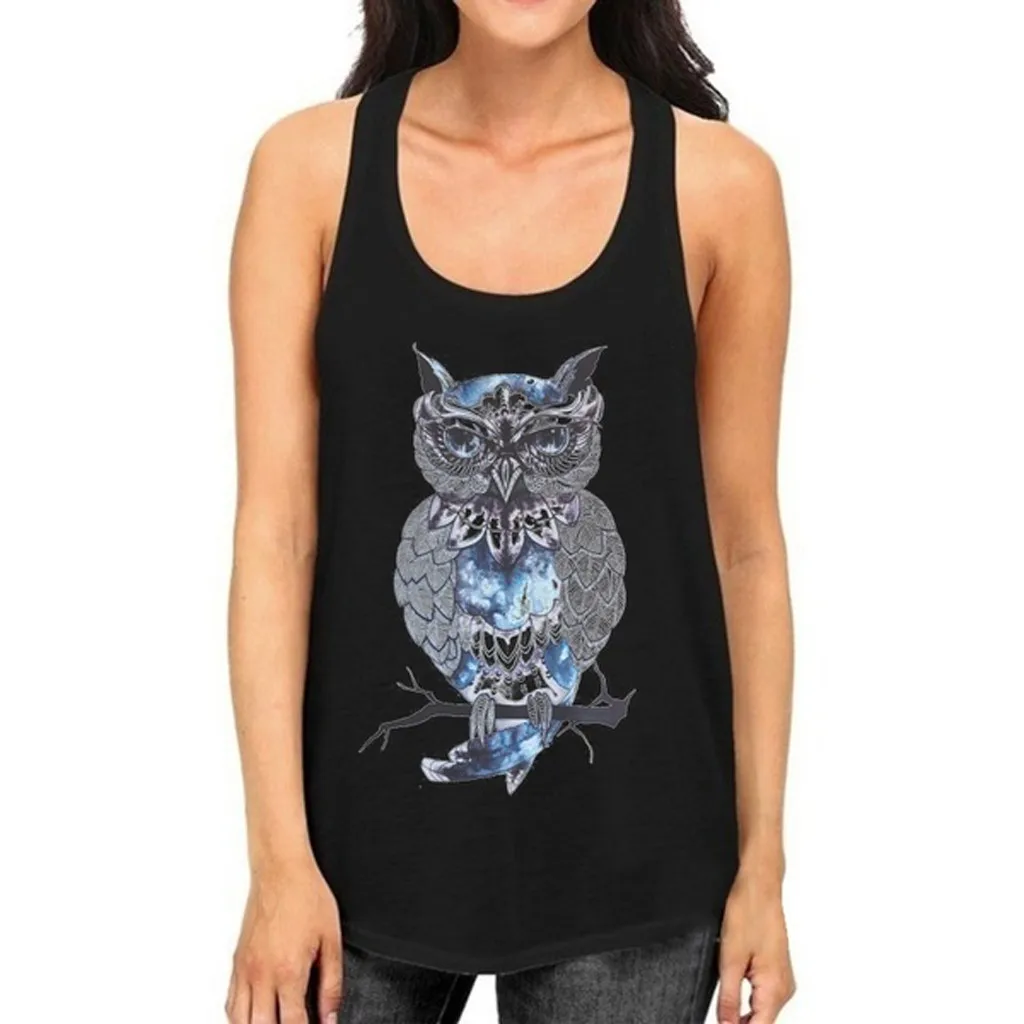 

women t shirt Cute Owl Printed Women Vest Fashion Couple Gilet Shirt Plus Size S-3XL camiseta mujer 2019#M3Y