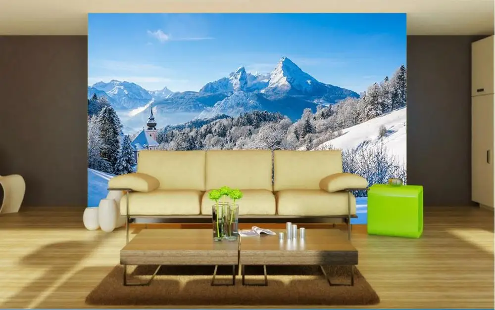 Обои для гостиной скандинавские снежные горы красивые пейзажи 3d обои