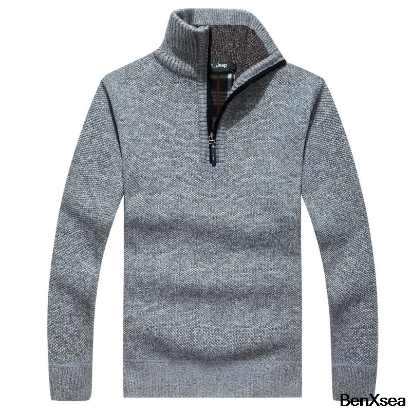 2018 Plus Thickening Collar Sweater Mens Half Zip Pullover