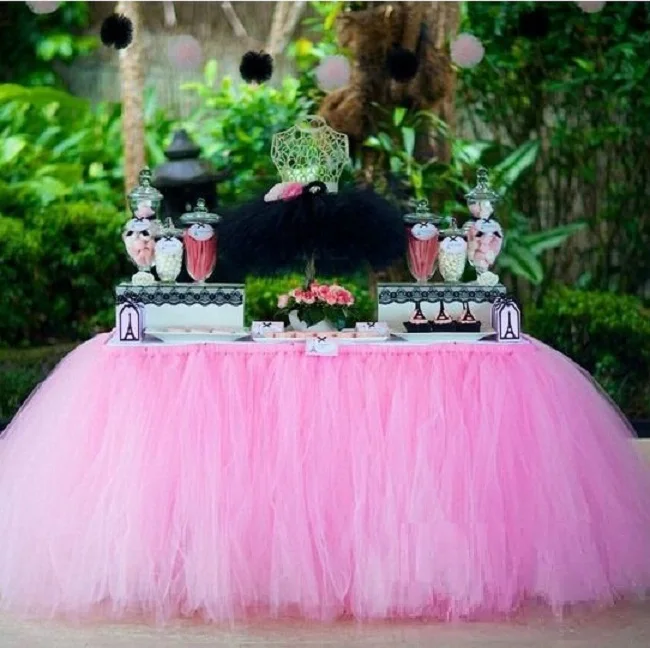 

22 Color Festive Wedding Supplies Customize Handmade Tulle Tutu Table Skirt Birthday Party Decorations Kids