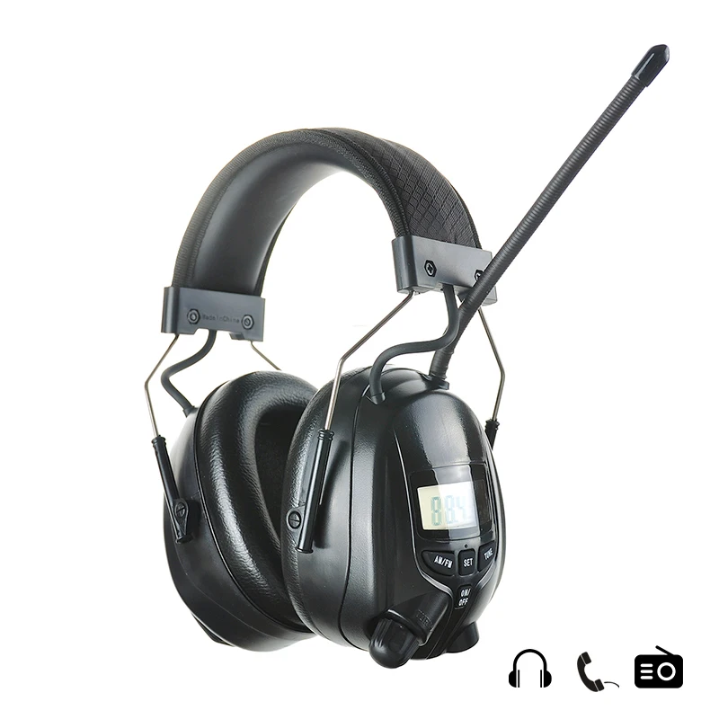 NRR 25dB Adjustable Electronic Hearing Protection AM FM Radio Earmuffs Noise Reduction Shooting