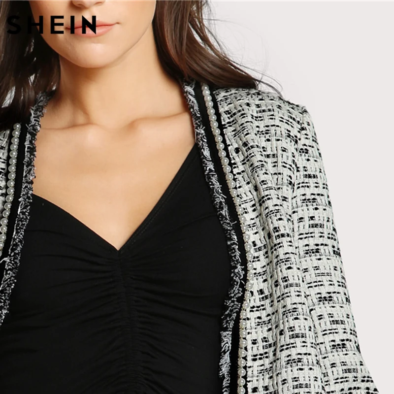 SHEIN Модный Блейзер С Бусинами Женский Осенний Элегантный Длинными Рукавами|blazer