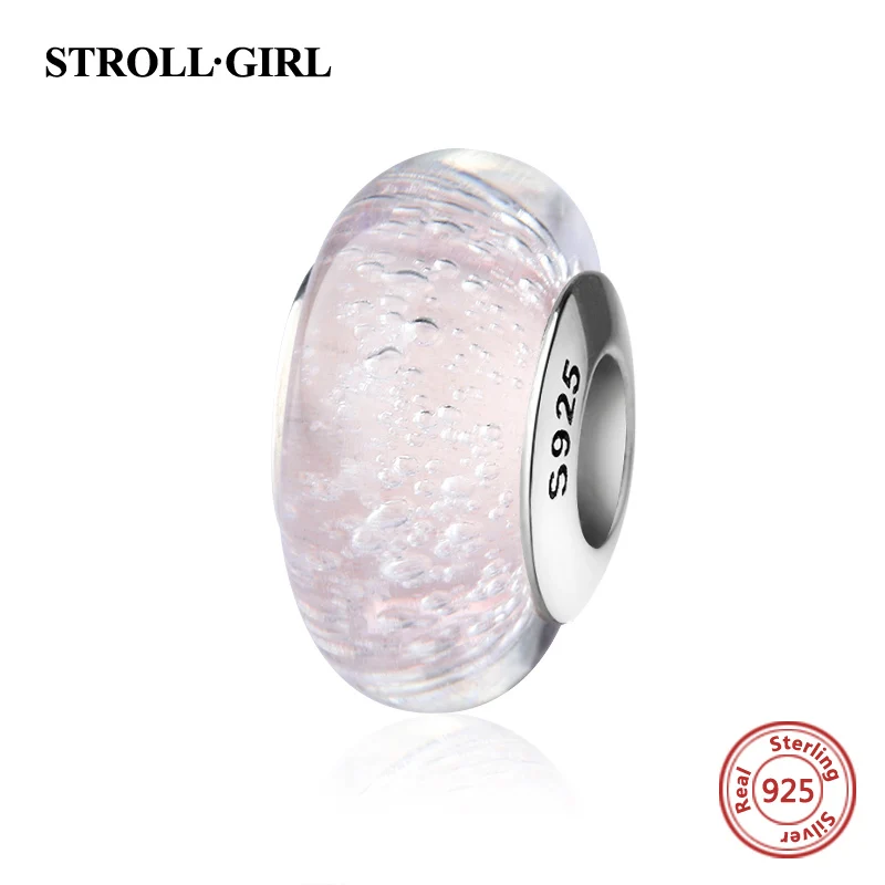 StrollGirl 925 silver sparkling Murano glass beads red color diy charms fit authentic pandora bracelet jewelry accessories gifts - Цвет: G1014