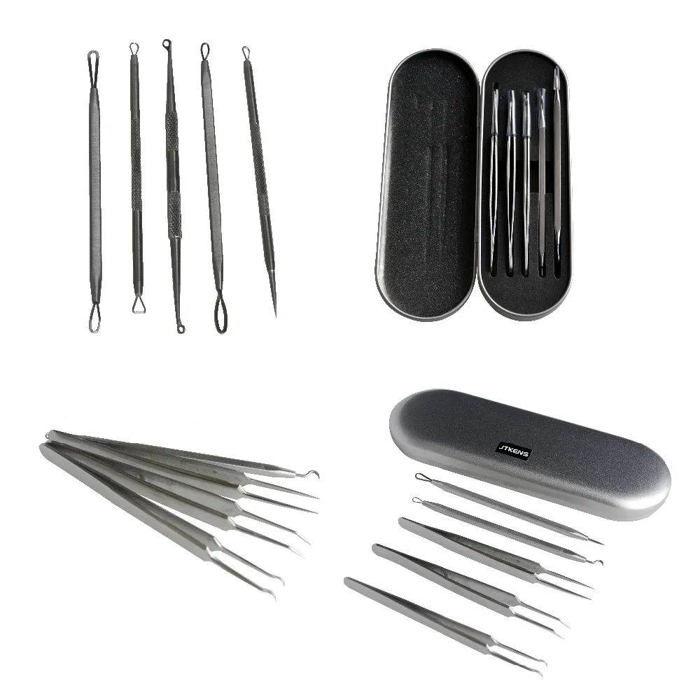 5Pcs Stainless Steel Blackhead Whitehead Acne Pimple Comdone Remover Needles Pimple Kit Beayty Tool
